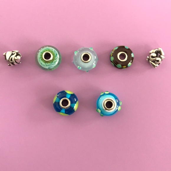 5 glass Trollbeads A and S initial silver bead - Picture 1 of 1